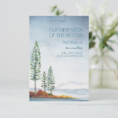 Waterverf Blue Mountains Moving Announement RSVP Kaartje (Staand voorkant)