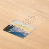 Waterverf Blue Mountains Pine Wedding Acryl Uitnodigingen (Laagn)
