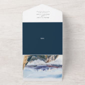 Waterverf Blue Mountains Pine Wedding All In One Uitnodiging (Buitenkant)