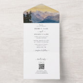 Waterverf Blue Mountains Pine Wedding All In One Uitnodiging (Binnen)