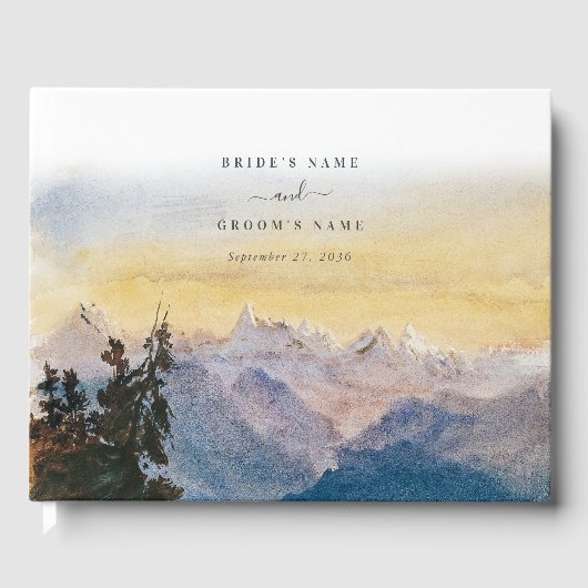Waterverf Blue Mountains Pine Wedding Gastenboek (Voorkant)