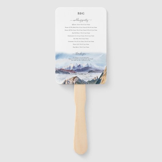 Waterverf Blue Mountains Pine Wedding Handwaaier (Achterkant)