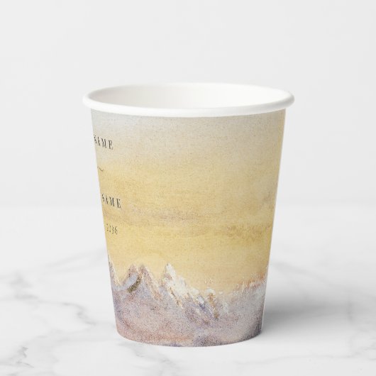 Waterverf Blue Mountains Pine Wedding Papieren Bekers (Achterkant)