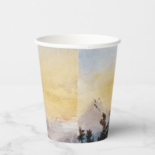 Waterverf Blue Mountains Pine Wedding Papieren Bekers (Rechts)