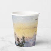 Waterverf Blue Mountains Pine Wedding Papieren Bekers (Voorkant)