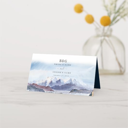 Waterverf Blue Mountains Pine Wedding Plaatskaartje (Achterkant)