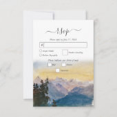 Waterverf Blue Mountains Pine Wedding RSVP Kaartje (Voorkant)