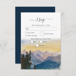 Waterverf Blue Mountains Pine Wedding RSVP Kaartje