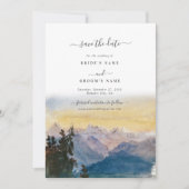 Waterverf Blue Mountains Pine Wedding Save The Date (Voorkant)