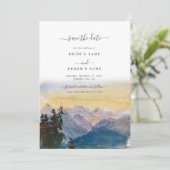 Waterverf Blue Mountains Pine Wedding Save The Date (Staand voorkant)