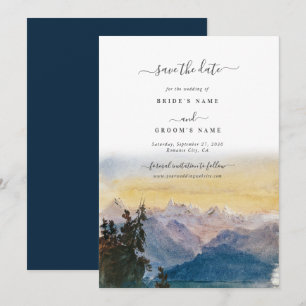 Waterverf Blue Mountains Pine Wedding Save The Date