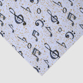 Waterverf Blue Musical Muzieknoten Gold Glitter Tissuepapier (Detail)