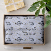 Waterverf Blue Musical Muzieknoten Gold Glitter Tissuepapier (Geschenk)