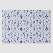 Waterverf Blue Musical Muzieknoten Gold Glitter