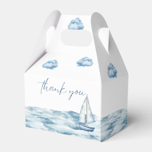 Waterverf Blue Nautical Baby shower Bedankdoosjes (Achterkant)