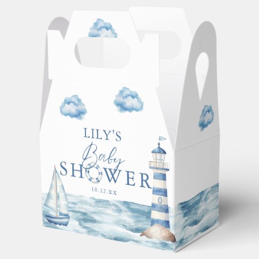 Waterverf Blue Nautical Baby shower Bedankdoosjes (Geopend)