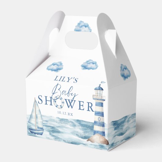 Waterverf Blue Nautical Baby shower Bedankdoosjes (Voorkant Zijde)