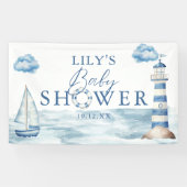 Waterverf Blue Nautical Baby shower Welkom Spandoek (Horizontaal)