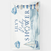 Waterverf Blue Nautical Baby shower Welkom Spandoek (Verticaal)
