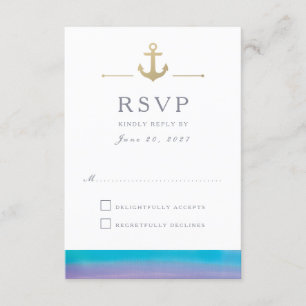 Waterverf Blue Nautical White Response RSVP-kaart RSVP Kaartje