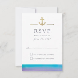 Waterverf Blue Nautical White Response RSVP-kaart RSVP Kaartje