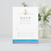 Waterverf Blue Nautical White Response RSVP-kaart RSVP Kaartje (Staand voorkant)