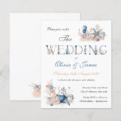 Waterverf blue nautische oceaan huwelijksuitnodigi (Voorkant / Achterkant)