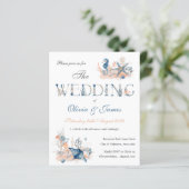 Waterverf blue nautische oceaan huwelijksuitnodigi (Staand voorkant)