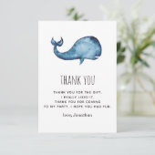 Waterverf Blue Navy schattige walvis. Kinderverjaa Bedankkaart (Staand voorkant)