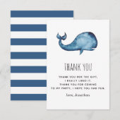Waterverf Blue Navy schattige walvis. Kinderverjaa Bedankkaart (Voorkant / Achterkant)