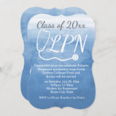 Waterverf Blue Nursing LPN Nurse Graduparty Kaart (Voorkant / Achterkant)
