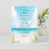 Waterverf Blue Ocean Beach Bachelorette Party Kaart (Staand voorkant)