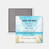 Waterverf Blue Ocean Beach Bewaar de datum Magneet (Voorkant / Achterkant)