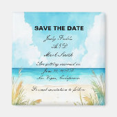 Waterverf Blue Ocean Beach Bewaar de datum Magneet (Voorkant)