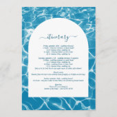 Waterverf Blue Ocean Beach Bruiloft Route Programmakaart (Achterkant)