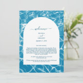 Waterverf Blue Ocean Beach Bruiloft Route Programmakaart (Staand voorkant)