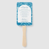 Waterverf Blue Ocean Beach huwelijksprogramma Handwaaier (Achterkant)