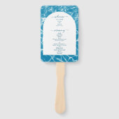 Waterverf Blue Ocean Beach huwelijksprogramma Handwaaier (Voorkant)