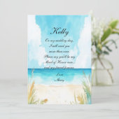 Waterverf Blue Ocean Beach Maid of Honor Kaart (Staand voorkant)