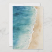 Waterverf Blue Ocean Beach Sand Wedding Save The Date (Achterkant)