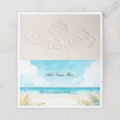 Waterverf Blue Ocean Beach Tafel Plaatskaartje (Buitenkant ongevouwen)