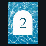 Waterverf Blue Ocean Beach Trouwtafel nummer Kaart<br><div class="desc">Een prachtig kustontwerp met blauw waterverf oceaan strand water en een witte boog. Perfect huwelijksontwerp voor iedereen die gaat trouwen in de zomer, op het strand, aan zee of met een bestemming bruiloft. Een modern blauw nautisch strand golven thema ontwerp. Een blauwe oceaan strand trouwtafel nummer ontwerp met moderne elementen....</div>