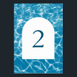 Waterverf Blue Ocean Beach Trouwtafel nummer Kaart<br><div class="desc">Een prachtig kustontwerp met blauw waterverf oceaan strand water en een witte boog. Perfect huwelijksontwerp voor iedereen die gaat trouwen in de zomer, op het strand, aan zee of met een bestemming bruiloft. Een modern blauw nautisch strand golven thema ontwerp. Een blauwe oceaan strand trouwtafel nummer ontwerp met moderne elementen....</div>