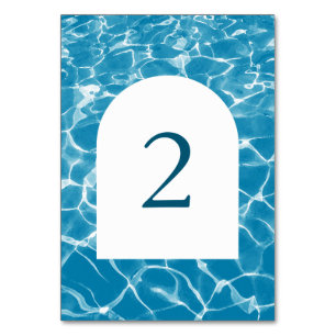 Waterverf Blue Ocean Beach Trouwtafel nummer Kaart