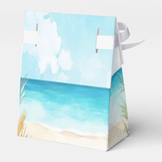 Waterverf Blue Ocean Beach Wedding Favoriete Box Bedankdoosjes (Achterkant)