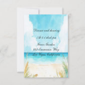 Waterverf Blue Ocean Beach Wedding Receptie Kaart (Voorkant)