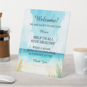 Waterverf Blue Ocean Beach Wedding Veiligheidsmaat Reclamebord Met Voetstuk (Insitu)