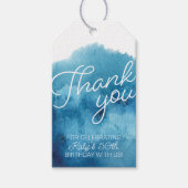 Waterverf Blue Ocean Dank u verjaardagsgunst Cadeaulabel (Voorkant)