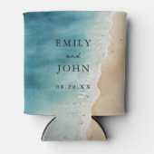 Waterverf Blue Ocean Sand Beach bruiloft Blikjeskoeler (Voorkant)