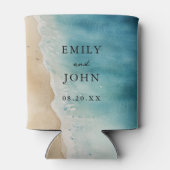 Waterverf Blue Ocean Sand Beach bruiloft Blikjeskoeler (Achterkant)